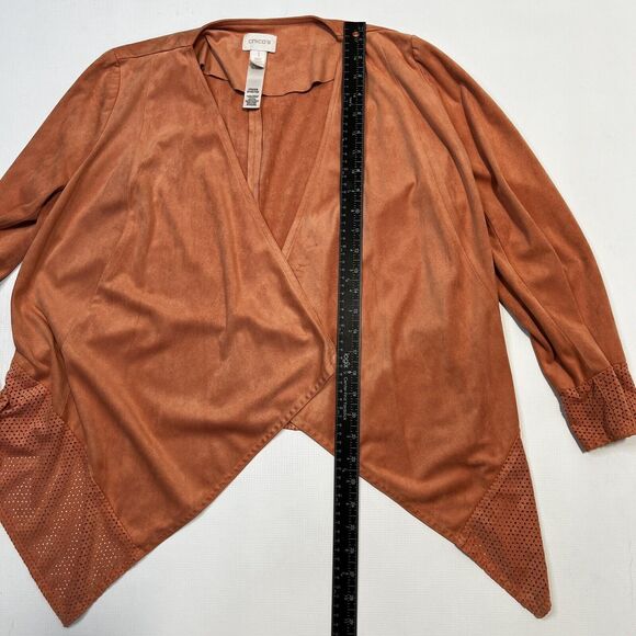 Chicos Blazer Womens Size 1 Medium Open Face Autumn Orange Waterfall Jacket Fall - Picture 4 of 10